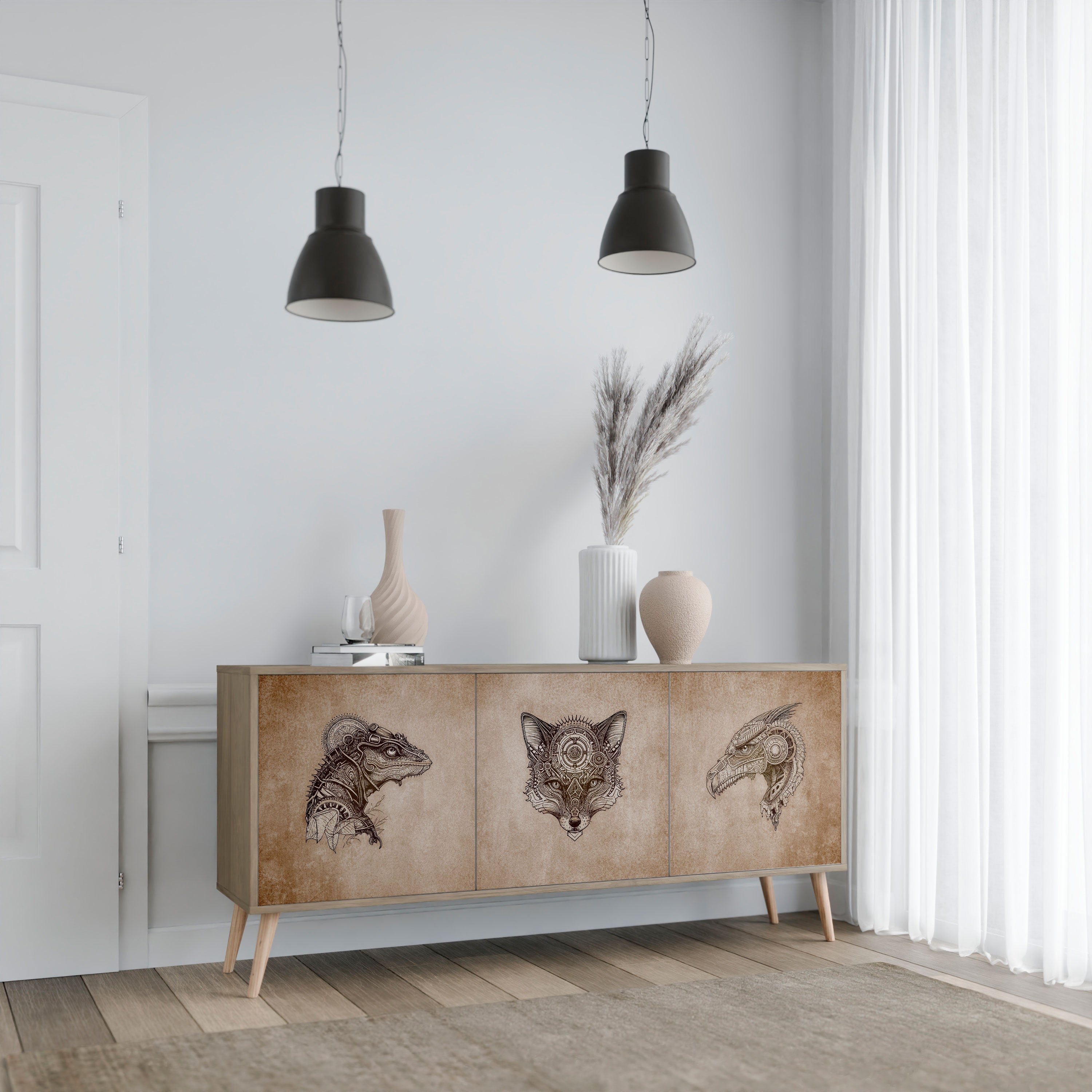 STEAMPUNK CLAN Credenza a 3 ante